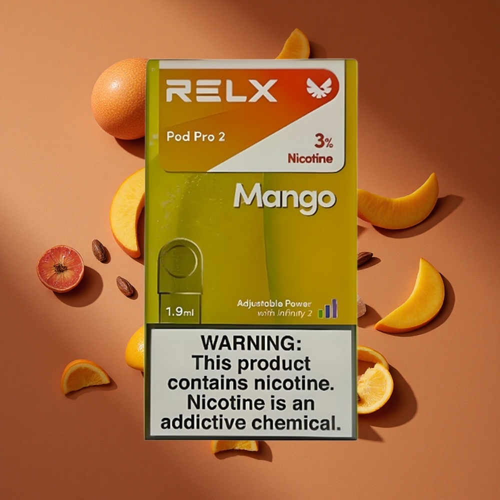 RELX Pod Pro 2 600 Pufova Mango Led 3% Никотин 1.9 мл Е-течности 3 režima napona