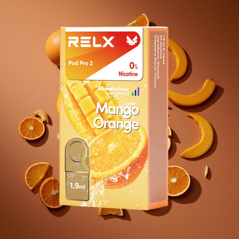 RELX Pod Pro 2 600 Pufova Mango Narandža 0% Никотин 1.9 мл Е-течности 3 režima napona