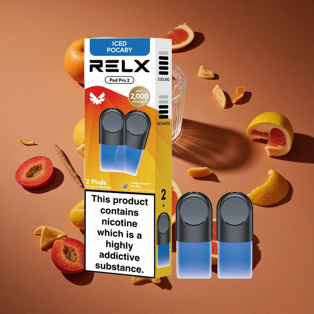 Relx Pod Pro 2 600 Pufova Ledeni Pokari 1.9 мл Е-течности/1.8% Никотин 3 Režima (Eco, Smooth, Boost)