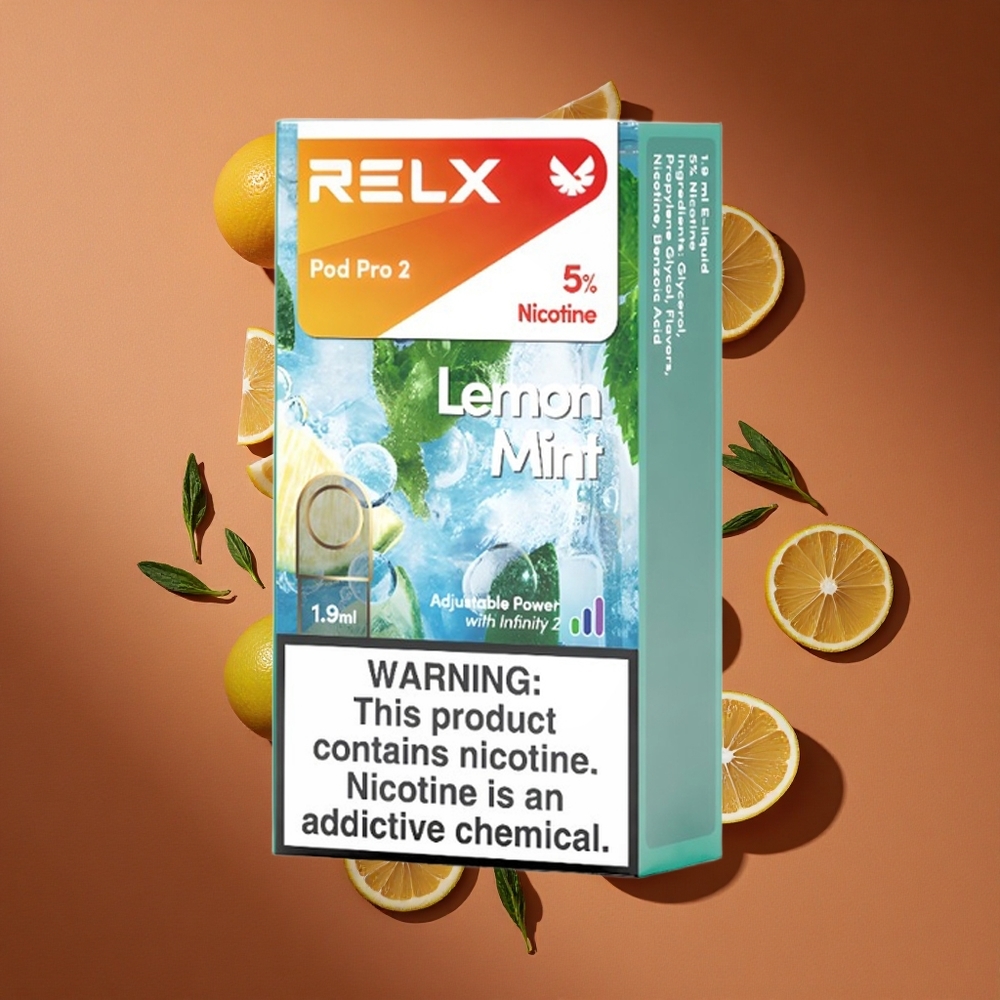 Relx Pod Pro 2 600 Pufova Limeta Mentol 1.9 мл Е-течности 5% Никотин 3 Režima (Eco 5.5W, Smooth 6.5W, Boost 8W)