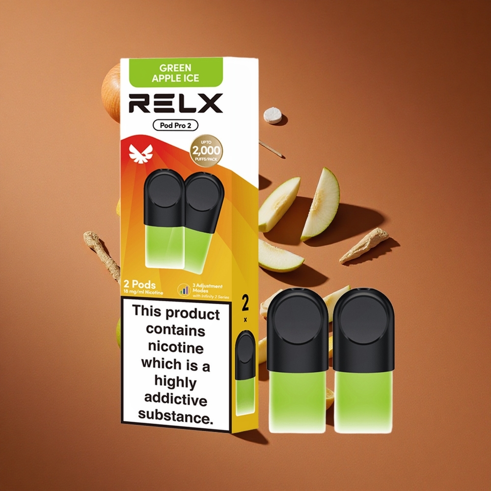 Relx Pod Pro 2 600 Pufova Zeleno Jabuka Led 1.8% Никотин 1.9 мл Е-течности 3 režima napajanja