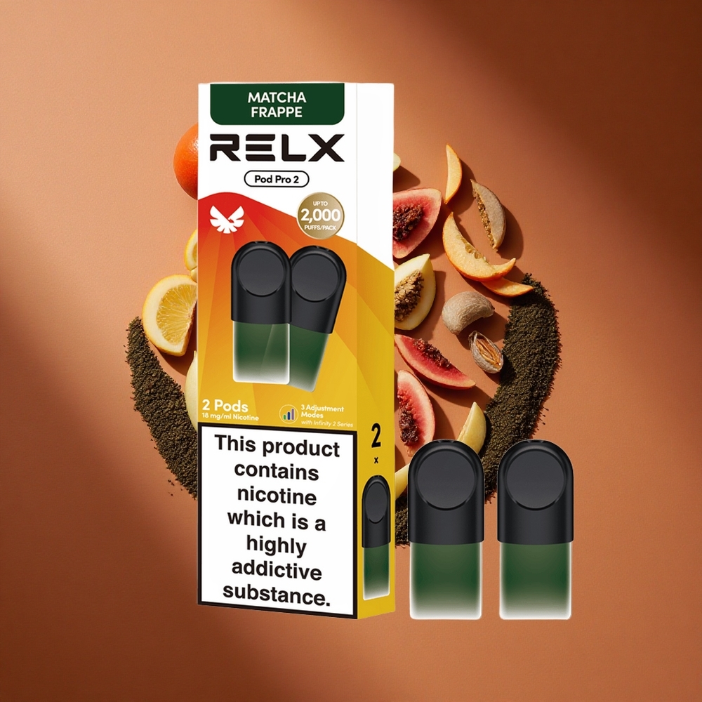 Relx Pod Pro 2 600 Pufova Čaj-Matcha Frape Čaj 1.8% Никотин 1.9 мл Е-течности 3 nivoa podešavanja