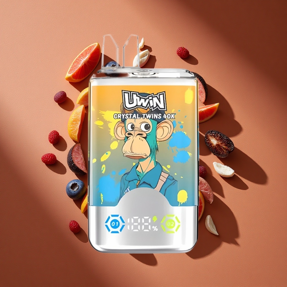 UWIN Crystal Twins 40000 Pufova Borova Jagoda Trešnja Led Dve Različite Arome 32 мл Е-течности
