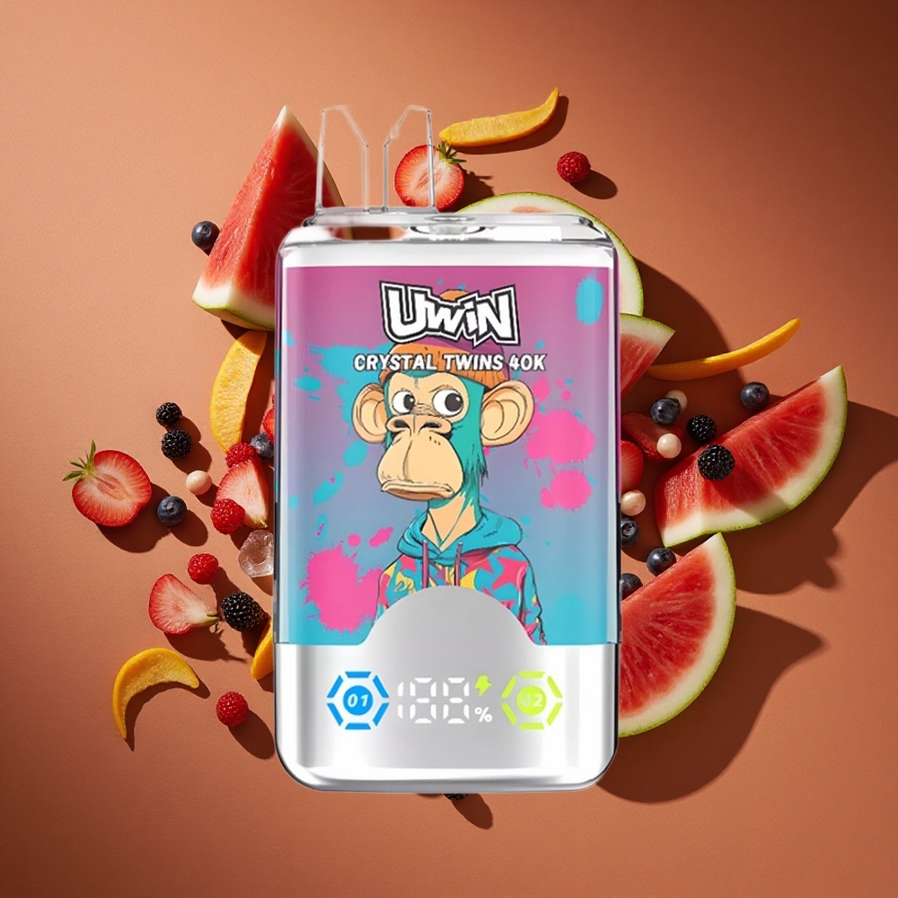UWIN Crystal Twins 40000 Pufova Dve Aromi Lubenica и Mešano Voće 850 мАх батерија Type-C