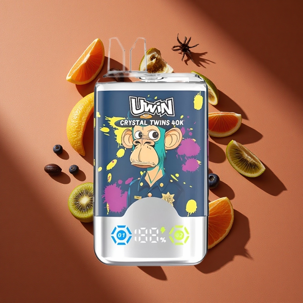 Uwin Crystal Twins 40000 Pufova Kisela Pasiflora Guava Borovnica Malina са 32 мл Е-течности и 850 мАх батерија
