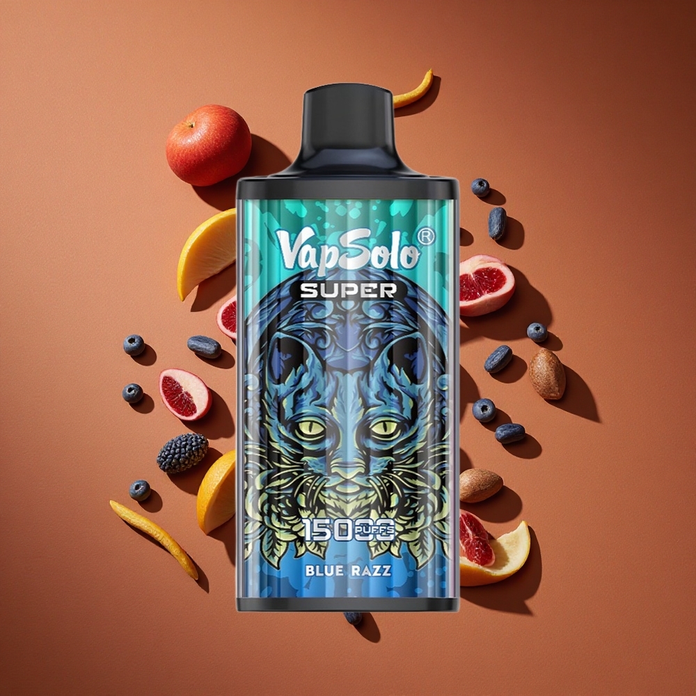 Vapsolo Super 15000 Pufova Једнократни Вапе Plava Malina са 40 мл Е-течности Tecnosti и Тип-Ц пуњење