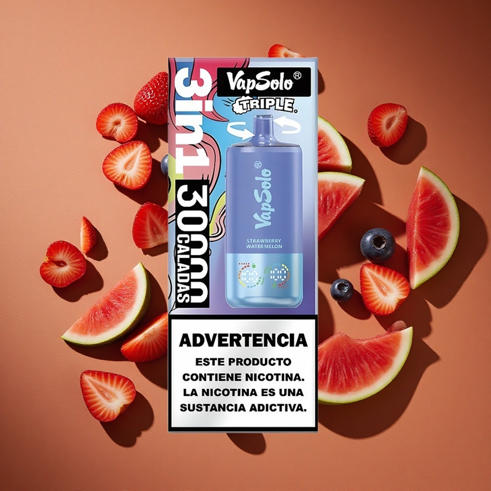 VapSolo Triple 30000 Pufova 3 Rezervoara Jagoda Lubenica & Borovnica Led