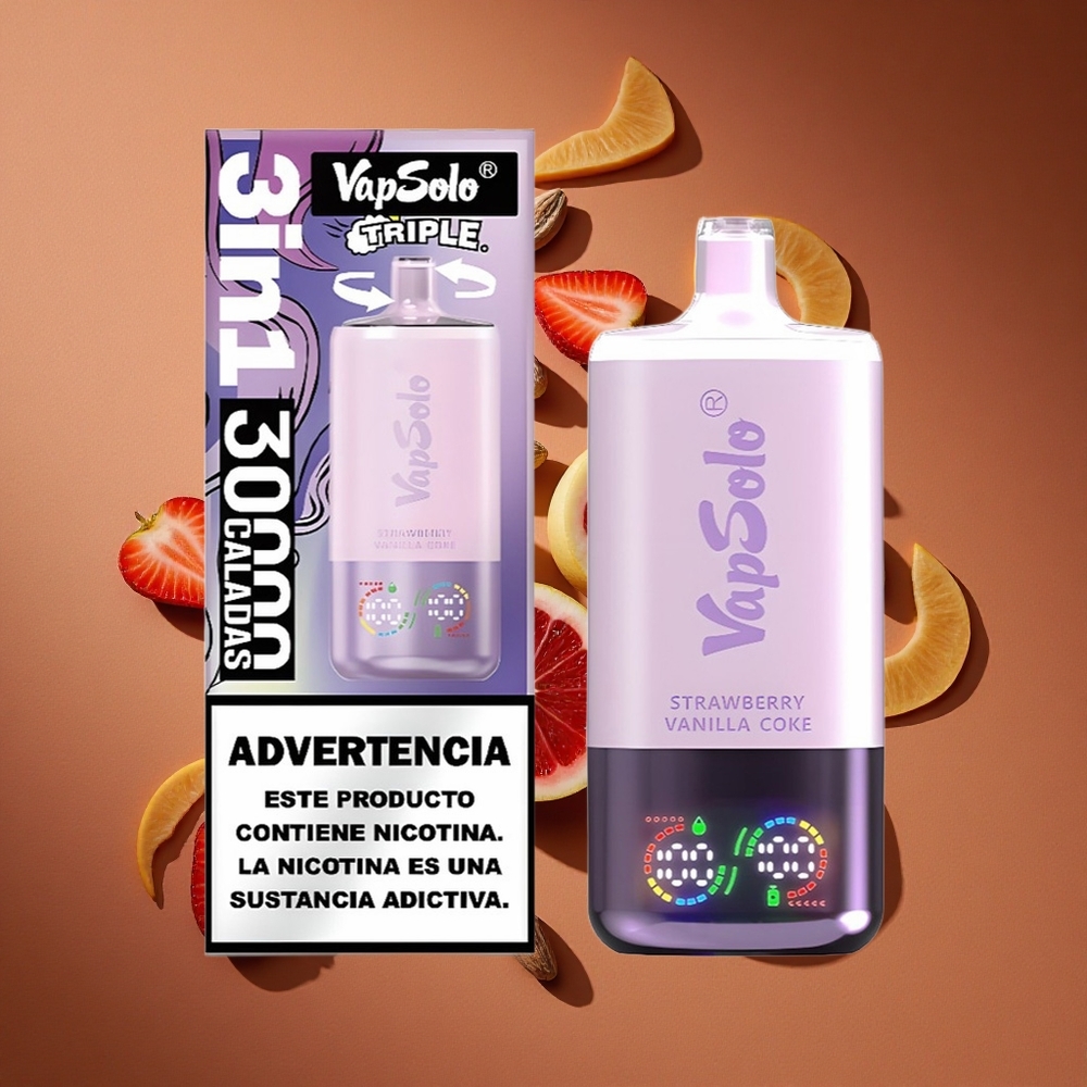 Vapsolo Triple 30000 Pufova Dispozabil Vape Jagoda Vanila Koka 40 мл Е-течности 3 Rezervoara