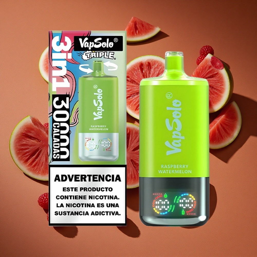 Vapsolo Triple 30000 Pufova Једнократни Вапе Malina Lubenica 40 мл Е-течности 3 Rezervoara