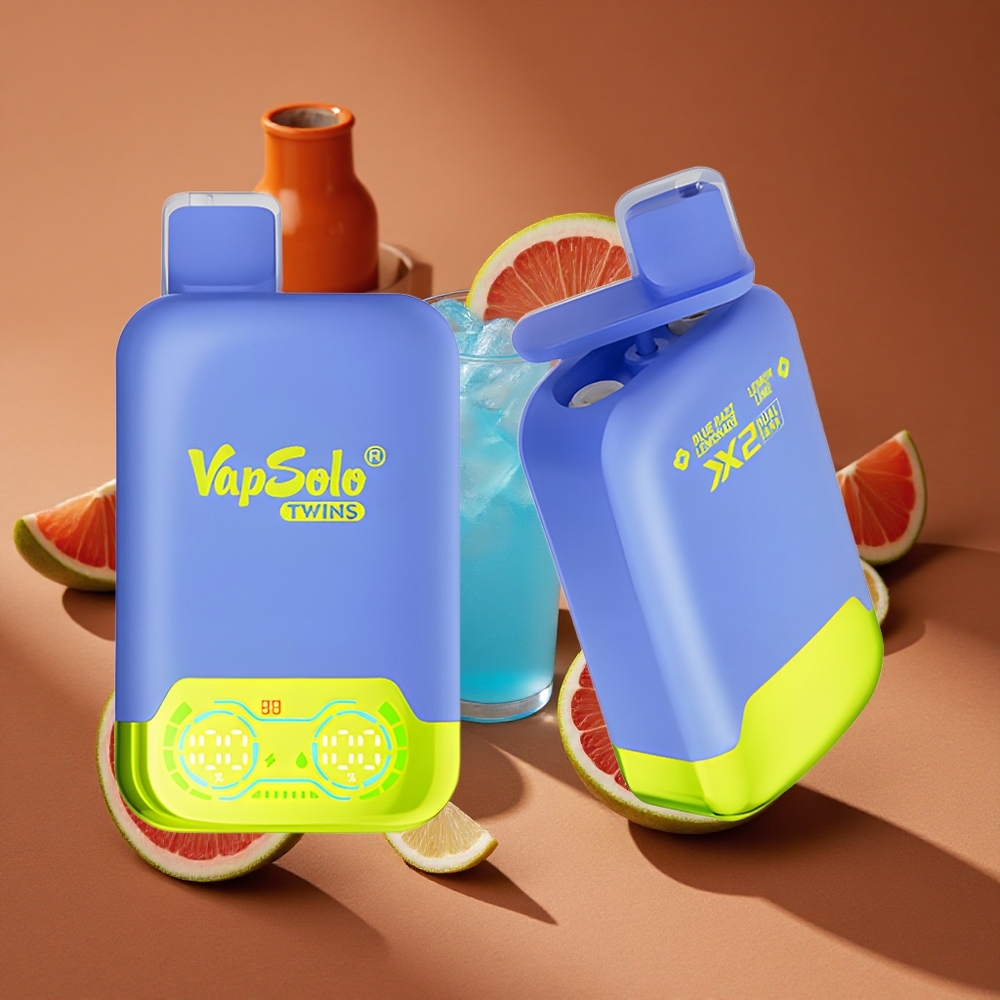 Vapsolo Twins 20000 Pufova Dispozabil Vape Plava Malina Limunada & Limun Limeta са 40 мл Е-течности Tecnoci и Тип-Ц пуњење