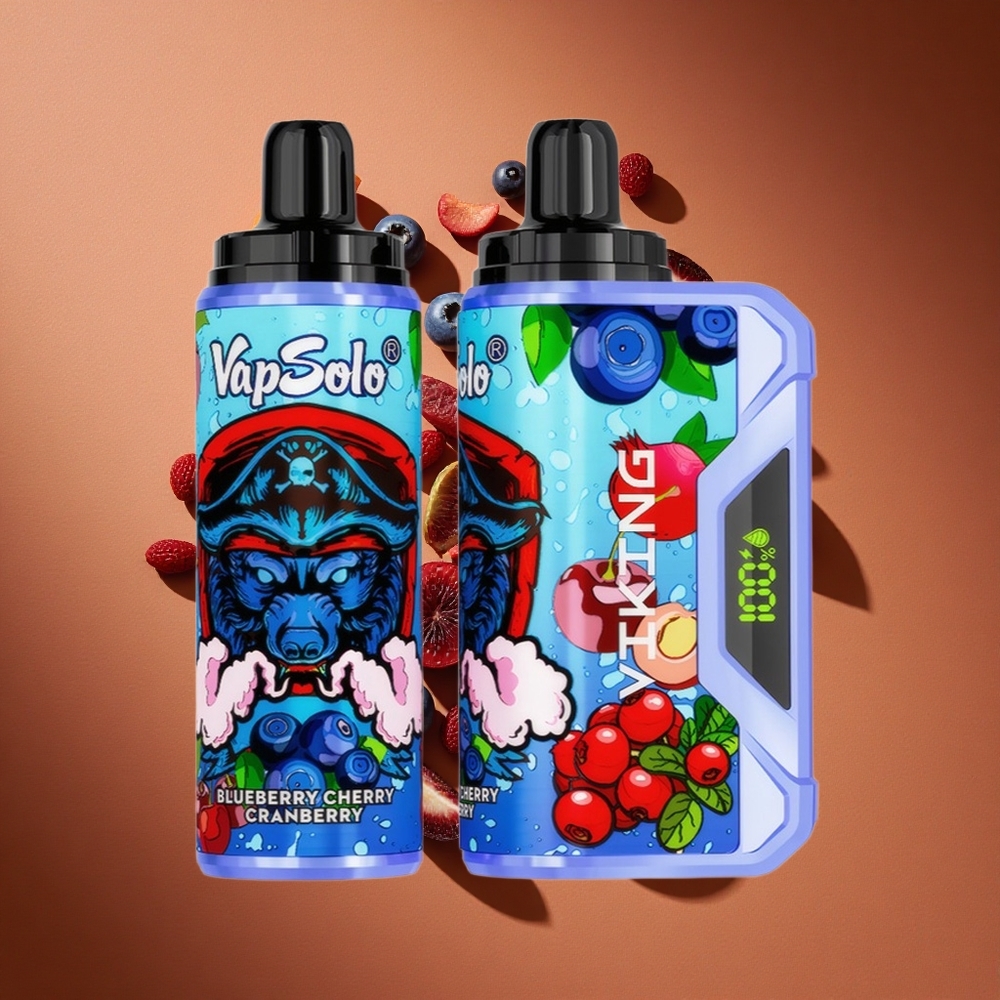 VapSolo VIKING 12000 Pufova Jednokratna Vape Borova Trešnja Brusnica са 22 мл Е-течности Techno-Liquid и Тип-Ц пуњење