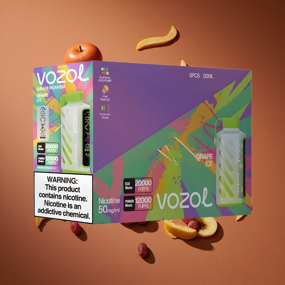 VOZOL Gear Power 20000 Pufova 20 мл Е-течности Дуал Месх Цоил Једнократни Вапе Grožđe Led