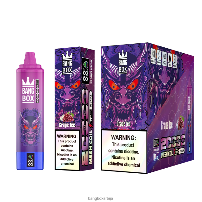 Bang Box Паметни екран са 20000 удисаја грожђани лед - Bang Box Flavours